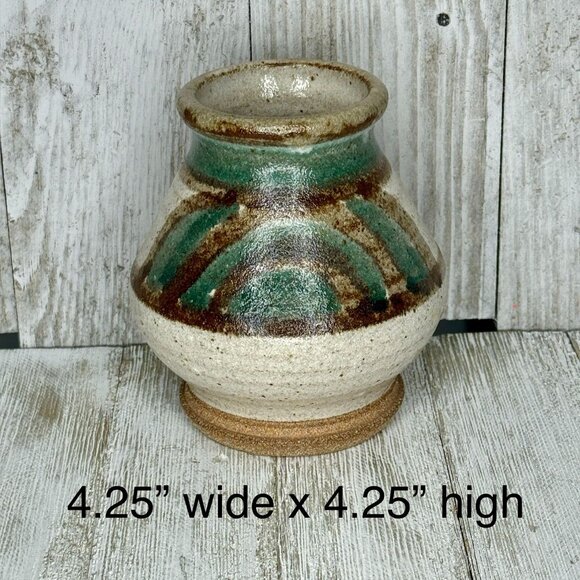Vintage Stoneware Salt Glazed Hand Thrown Pottery Vase Signed MC 78 - Picture 3 of 6